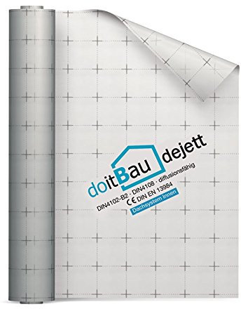 doitBau - Dejett 2 | Atmungsaktive Dampfbremse 75m² (1,5m x 50m) | Vlies Dampfsperre Dach | Dampfsperre Folie für Dach | Dampfschutzfolie gemäß DIN 4108 | einfach zu verbauen