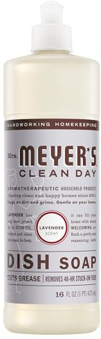 MRS. MEYER'S CLEAN DAY Liquid Dish Soap, Cruelty Free Formula, Lavender Scent, 16 oz