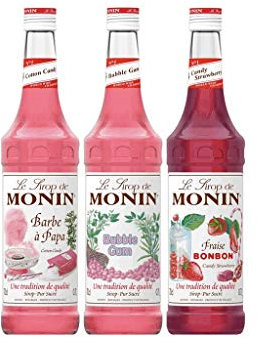 MONIN Sirop de Barbe à papa, bubble Gum et Fraise Bonbon pour Cocktail, Limonade et Eau Plate - Arômes Naturels - 70cl