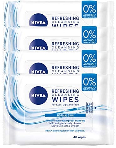 NIVEA Refreshing Cleansing Face Wipes, 40 wipes, Pack of 4