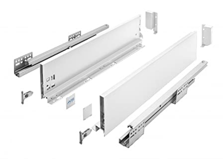 GTV Schubladensystem AXIS PRO - Schubkastengarnitur mit Vollauszug und Soft-Close - Länge 550 mm - Höhe 120 mm - Farbe Weiß
