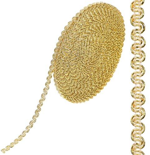 ROSENICE 0.6cm10m Trenzado Cañutillo Recortar Boda Cinta DIY Artesanía adorno Decoración del partido (Oro)