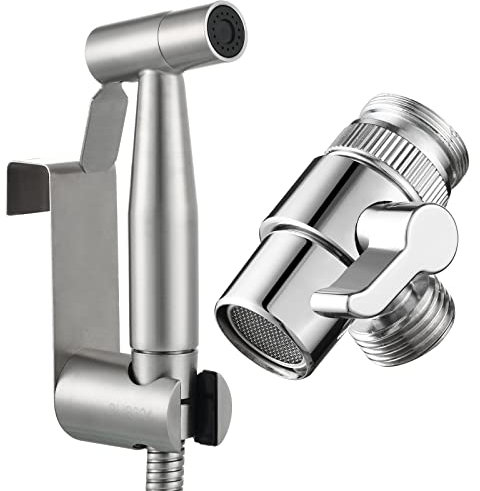 Tecmolog Bidet Portatile Kit Doccetta Bidet Acciaio Inossidabile Doccetta per Bidet WC Doccia con Deviatore Doccia 2 Vie, Tubo Doccia 2m e Supporto Doccetta, WS024F7