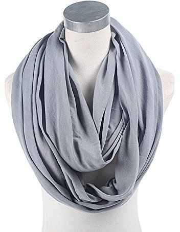 Nursing Scarf & Breastfeeding Cover - Stylish Multi-Use Infinity Shawl - Stretchy Covers for Baby Carrier, Car Seat, Stroller, Canopy, and Shopping Cart (90 * 80cm,Light Grey)