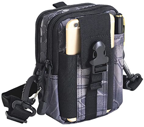ZhaoCo Sac Tactique Ceinture, Sacoche Ceinture Nylon Molle EDC Gadget Utilitaire téléphone cellulaire pour Randonnée Voyage Sport Plein-air Noir #2