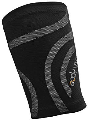 BODYVINE Unisex – Erwachsene Triple Compression Bandage 3-Lagen Oberschenkel Kompression mit Power-Band Muscle Support Taping, Grau, S