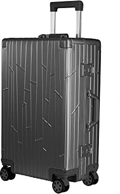 GUNDEL Aluminium Reisekoffer Check-in 66x43x23 cm H/B/T 47L 4x360° Rollen Space Grau 2X TSA-Zahlenschloss