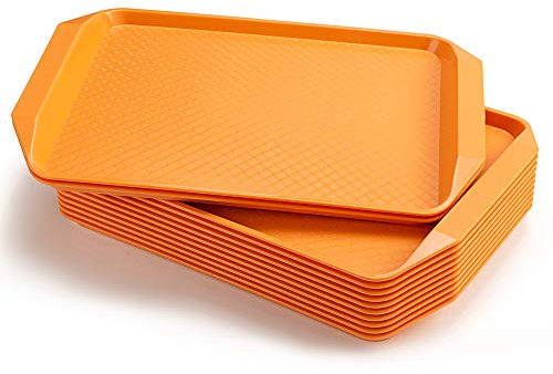 Eslite Vassoio da portata in plastica per fast food, 30,95 x 11,82 cm, set da 12 (arancione)