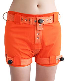 Strapazierfähige, orangefarbene Windel-Shorts mit Segufix-Schlössern und Schlüssel (XXL)