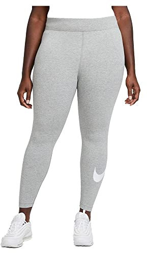 Nike W NSW ESSNTL LGGNG Swoosh MR Leggings, Dk Grey Heather/(White), XL Donna