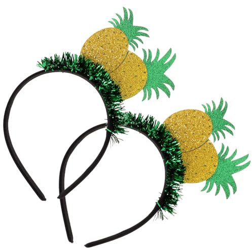 minkissy 2 Stück Obst Stirnband Ananas Haarreifen Haarband mit Lametta Hawaii Kopfbedeckung Haarschmuck für Kinder Tropischen Luau Kostüm Party Liefert