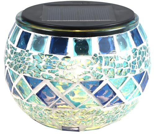 SOLUSTRE Mosaik Solar Lichter wasserdichte Glaskugel Ball für Garten Terrasse Party Hof Outdoor Indoor Lichter Dekorationen Led Lampe Blau