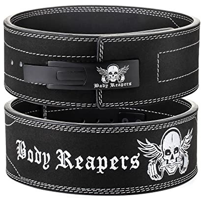 Body Reapers Gewichthebergürtel, 10 mm dick, 10 cm breit, Kalbsleder, mit verstellbarer Metallschnalle, bietet Rückenunterstützung für Powerlifting, Kniebeugen, Fitnessstudio und Fitnesstraining für