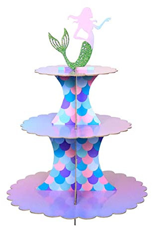 Sirena Supporto per cupcake Porta cupcake in cartone per Baby Shower feste di compleanno, tavolino da caffè, matrimoni, docce per bambini - Riutilizzabile