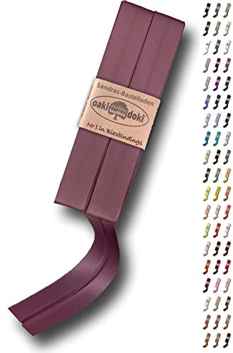 Sandras-Bastelladen Schrägband/Einfassband Satin gefalzt 2m x 20mm 151-Bordeaux