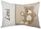 Glückspilz Namenskissen personalisiert, Babykissen mit Namen Bestickt, Teddybär, Beige, 25 x 35 cm
