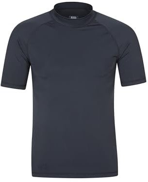 Mountain Warehouse Mens UV Rash Vest - Lightweight, Quick Drying & Stretchy T-Shirt with UPF 50+ & Flat Seams - for Spring Summer, Beach, Swimming & Water Sports Jet Black M