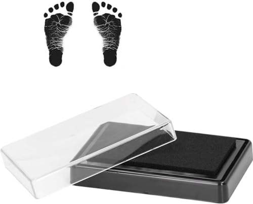 Baby-Fußabdruck-Stempelkissen, wiederverwendbares Pfotenabdruck-Pad, Pfotenabdruck-Stempelkissen, Baby-Handabdruck-Set, Fingerabdruck-Stempelkissen mit Papier für Babys und Haustiere (Schwarze Tinte)