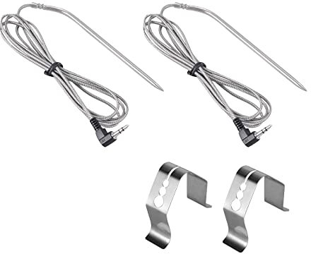 Carkio 2 Pack Temperature Meat BBQ Probe Compatible with Camp Chef Pellet Grills,Smoker Grill Temeprature Sensor, Pellet Grills Accessories with Stainless Steel Probe Clip
