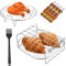 2 Piezas Rejilla para Freidora de Aire, Acero Inoxidable Accesorios Freidora de Aire, Multiusos Doble Capa Rejilla de Vapor Rejilla de Horno con 4 Pinchos + 1 Cepillo de Aceite para Hornear