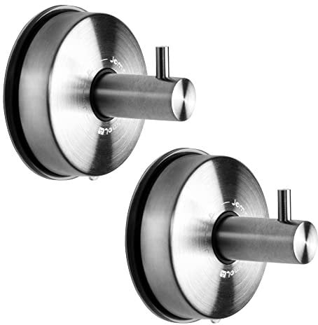 JOMOLA Gancho Ventosa para Toalla Toallero Con Ventosa Para Baño Cocina Colgador De Pared Sin Taladro Gancho De Pared Con Percha Accesorios De Baño Inoxidable Acabado Cepillado, 2 Piezas