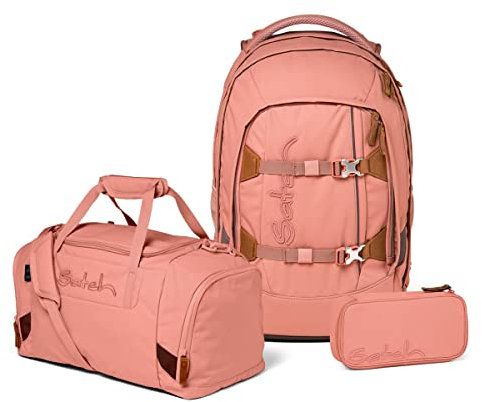 satch Pack Schulrucksack Set 3tlg. mit Sporttasche und Schlamperbox (Nordic Coral), 45 x 30 x 22 cm