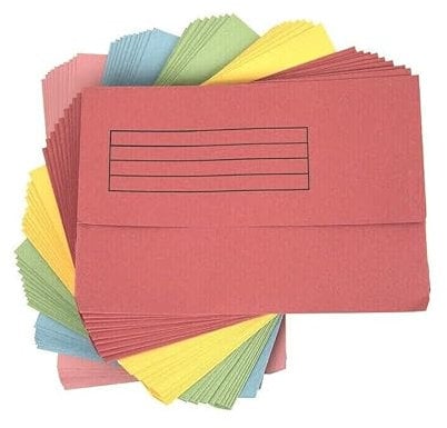 Foolscap Document Wallets 285gsm, Assorted Colours, Pack of 10 Folders (Assorted)