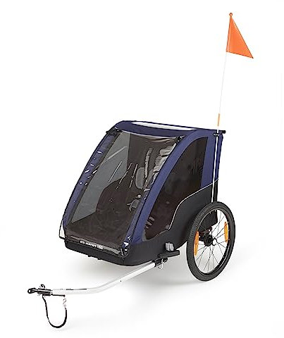 POLISPORT 8615000007 - Trailer mit 20-Zoll-Rädern für Fahrräder mit maximal 1 oder 2 Kindern einem Anhänger mit Einer maximalen Belastung von 41 kg in Farbe Grau/Blau