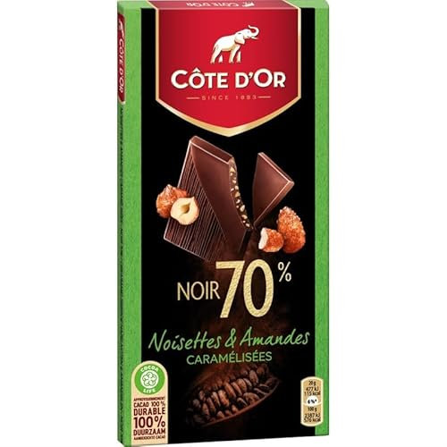 Cote Dor - Tablettes de chocolat Cdo Degustation aux Noisettes, Amandes Caramélisées - 100g - Lot De 4