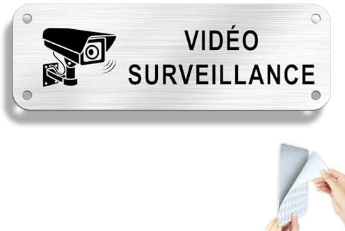 SINMAO Panneau Video Surveillance Aluminium Réfléchissante 15×5cm | Panneau Camera Surveillance-Sécurité de La famille | Utilisation à l'Extérieur et à l'Intérieu