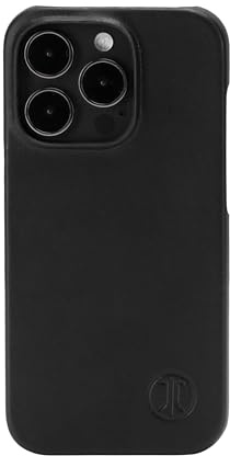 JT Berlin BackCase Kreuzberg Echtleder Hülle für Apple iPhone 15 Pro Max | Schwarzes Leder Case, dünne Hartschale mit weichem Innenfutter, Qi-Charging kompatibel, Schutz für Kamera und Kanten