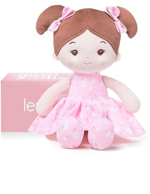 LeyaDoll Soft Baby Doll Toys (12''), My First Baby Rag Doll for 1 Year-Old Girl Birthday Gift, Christmas Plush Toys Gift for Toddler Kids Infants -FloraBelle(Pink)