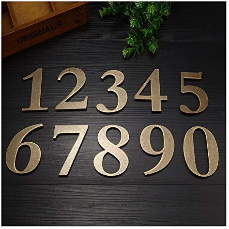 Adhesive Door Numbers,Door number stickers,1 PC 10CM × 6CM Metal Bronze House Number Door Plate Sign Door Number Sticker For Hotel Apartment Villa Home Door Plate(Color:Number 7) (Color : Number 6) (