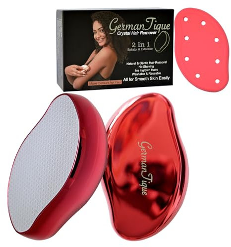 GERMANTIQUE Kristall-Haarradiergummi, natürlicher Kristall-Haarentferner, schmerzfreies Nanoglas-Haarentfernungsgerät, sanfter Kristall-Epilierer und Peeling für seidig glatte Haut(Rot)