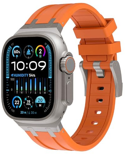 VeveXiao Bracelet robuste de luxe compatible avec Apple Watch Ultra/Ultra2 49 mm, 45 mm, 44 mm, 42 mm, bracelet de rechange étanche en silicone pour iWatch Series 9 8 7 6 5 4 3 2 1 SE