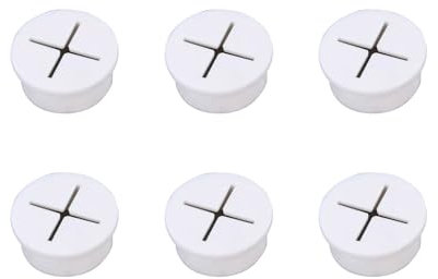 Leliafleury Cable Cord Grommet 6Pcs 25mm Wire Hole Cover Rubber Grommets Wire Cable Grommet Desk Grommets for Office Home Desk Table Wire Organizer (White)