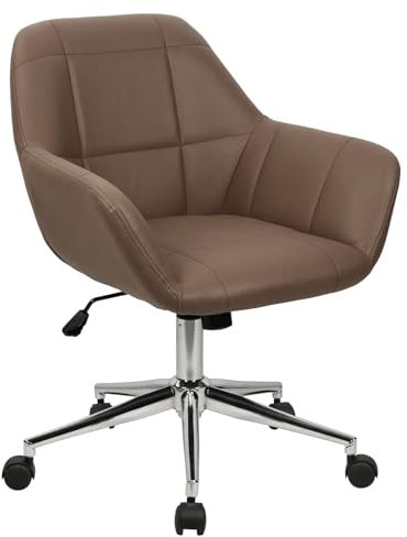 SVITA Lily Schreibtischstuhl Drehstuhl Homeoffice Stuhl mit Rollen Bürostuhl Kunstleder Höhenverstellbarer Computerstuhl Braun