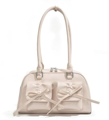 Lamala Y2k Ita Bag Süße Handtasche, modische PU-Leder-Unterarm-Umhängetasche, geeignet für Mädchen und Frauen, einfarbig, großes Fassungsvermögen (17 x 30 x 10 cm)., weiß