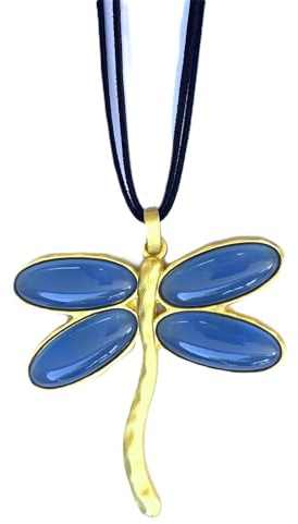 Lange Damen Halskette in Gold mit Libellen Anhänger – Verstellbare Halskette aus Wildleder in Braun – Symbolischer Damenschmuck – Geschenkidee – ASTER ALHELÍ