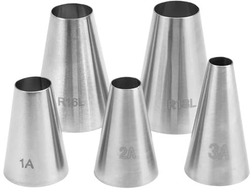 EXIN DEHCEN Lot de 5 Douille Patisserie Professionnelle, Douilles à Pâtisserie Glaçage en Acier Inoxydable Forme Ronde, Douilles Patisserie Pour Décoration De Gâteau Et Crème, Décoration de Gâteaux
