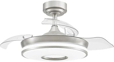 Eden pulse Ventilador níquel de techo 48W, 32/44,5x38/91 cm, 6 velocidades 91d 3000-4000-6000k, 3 aspas desplegables