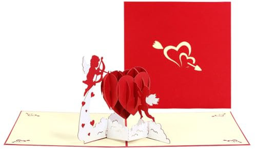 scicent Hochzeitskarten Glückwunschkarten Personalisierte Valentinskarte für Freundin Freund 3D Karte Hochzeit Pop Up Valentinstag Karte Rot Herz Handgemacht Grußkarten - 22341