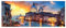 wandmotiv24 Leinwandbild Venedig am Abend, Meer, Gondel, Kirche 120x50cm (BxH) M1073