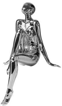 Weibliche Statue, nackte weibliche Schaufensterpuppe, weibliche Schaufensterpuppe in sitzender Haltung, sitzende weibliche Skulptur, Kunstdekor aus silbernem Kunstharz, sexy Körper(Silver)