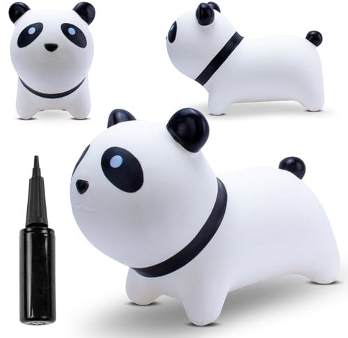 sun baby Hüpftier für Kinder ab 1 Jahr mit luftpumpe, Gummihüpfer aus Hochwertigem und Strapazierfähigem Gummi, Kids Hopper (Weißer Panda)