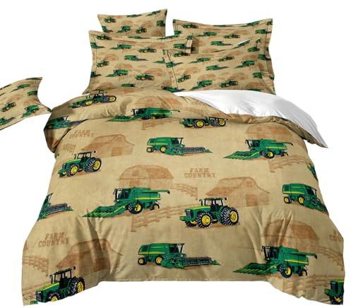 VOGIAY Traktor Bettwäsche 155x220, Passender Traktor Bettbezug zum Bauernhof, Bettwäsche Sets für Teenager und Kinder, Mikrofaser Bettbezug mit Kissenbezug, Warm und Bequem