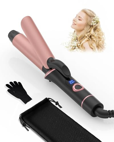 25mm Rizador Pelo Ondas, Plancha Rizador de Pelo 120-200°C, Mini Plancha Rizadora de CeráMica, Tenacillas para Rizar el Pelo, Rizadores para Cabello Corto y Largo, Doble Voltaje (Negra)