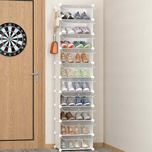 HOMIDEC Zapatero, 10 Niveles Zapatero Entrada Recibidor, Capacidad para 20 Pares de Zapatos, Zapatero Estrecho Zapateros Estrechos para Entradas, Dormitorios y Pasillos, Transparente