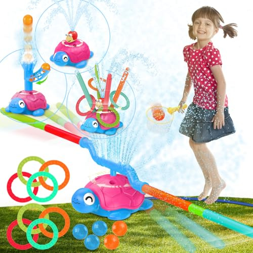 4-in-1 Schildkröten-Wassersprinkler für Kinder, Sommerspielzeug, Outdoor-Spielzeug, Hinterhof-Spiele