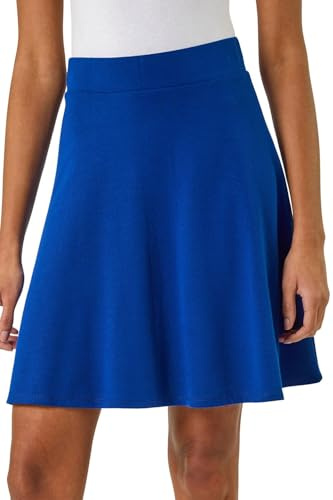 Roman Pull On Stretch Jersey Skater Skirt for Women UK Ladies Spring Pull On Elasticated Waist Summer Spring Jersey Holiday Office Work Vacation Soft Desk to Dinner Everyday - Royal Blue - Size 20